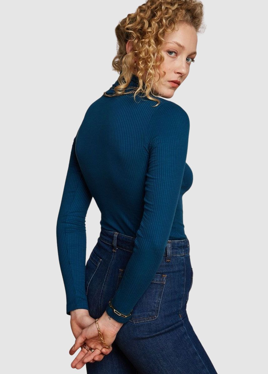 Rollneck Top Uni Rib