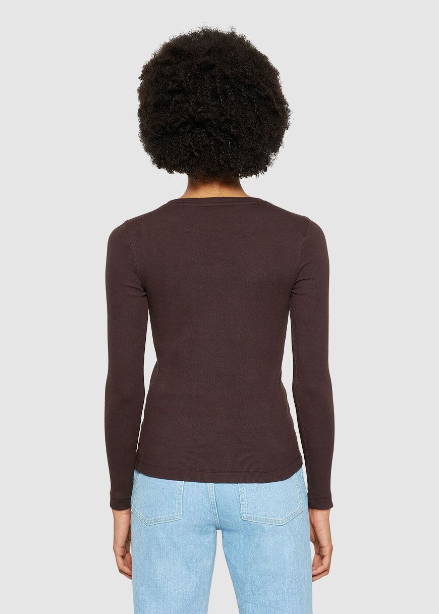 Rib Scoop Neck Long Sleeved