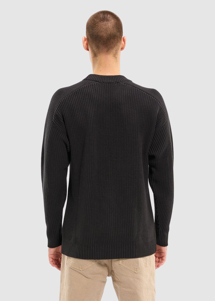 Classic Rib Structure Mock Neck With Fake Pocket Knit