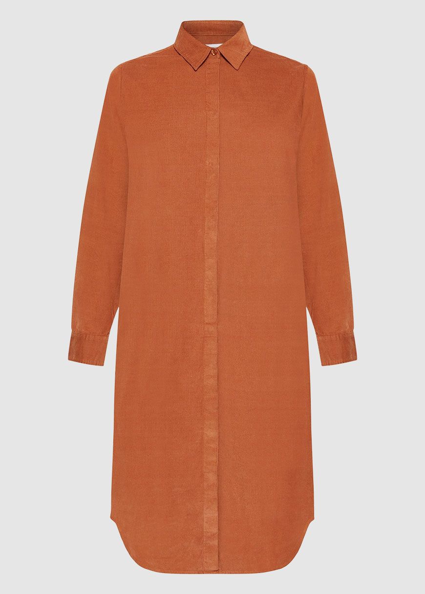 Corduroy Mid Length Shirt Dress