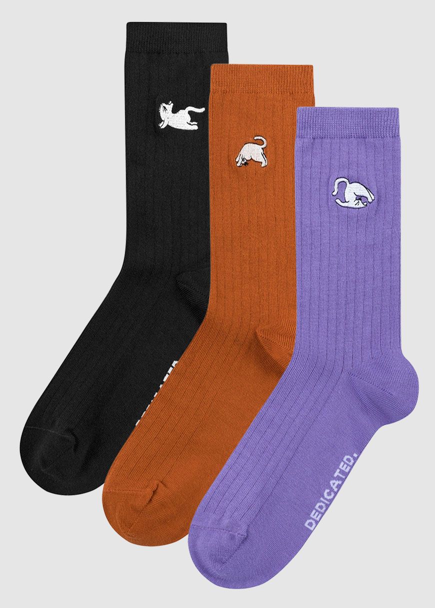 Rib Socks Knivsta Yoga Cats 3-Pack