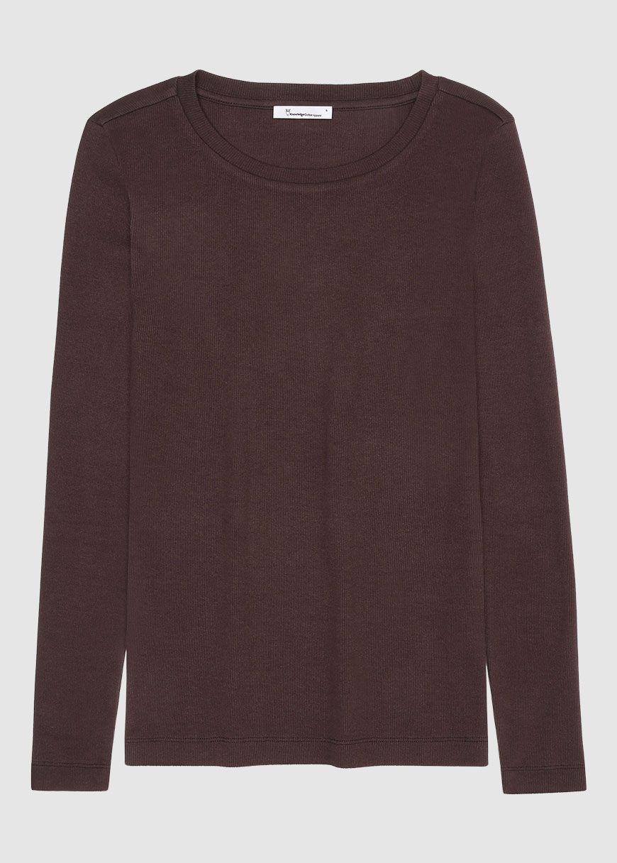 Rib Scoop Neck Long Sleeved