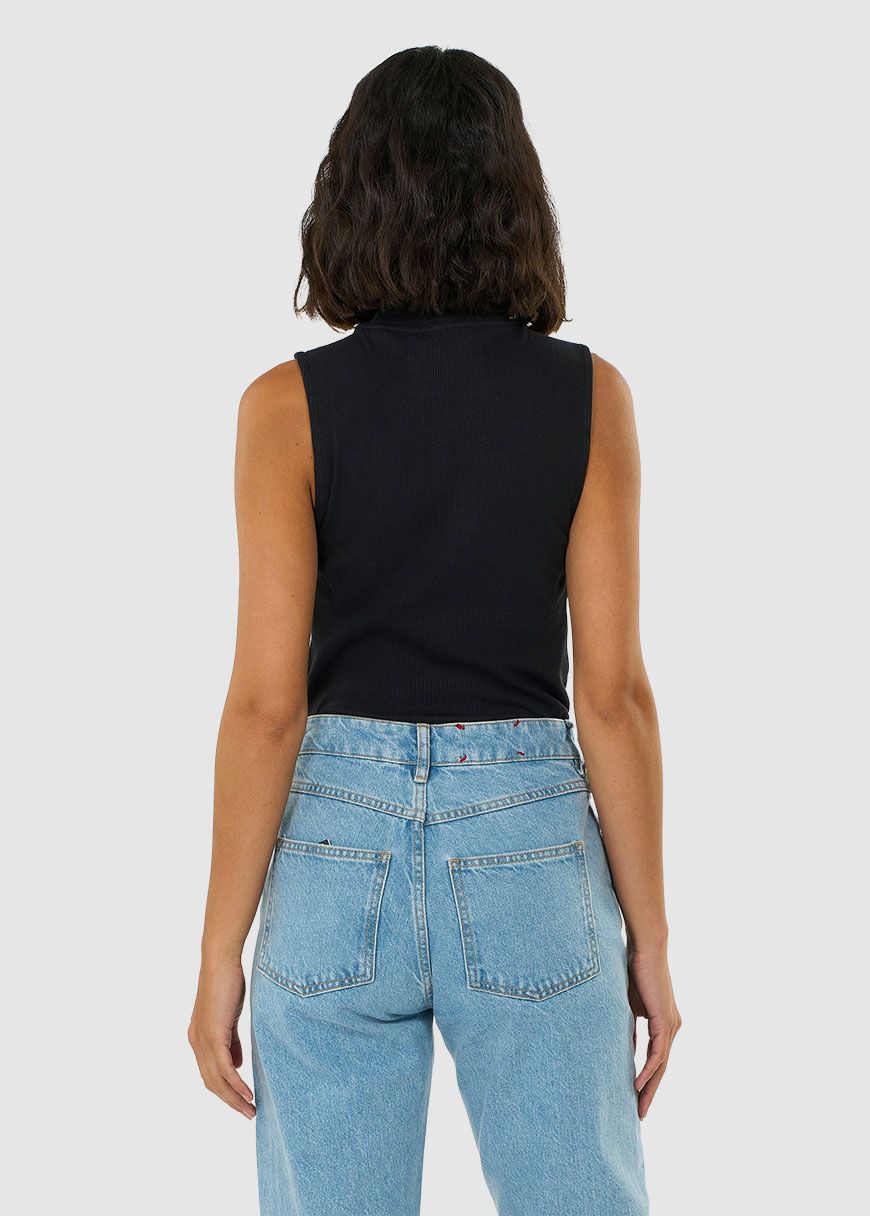 High Neck Rib Top