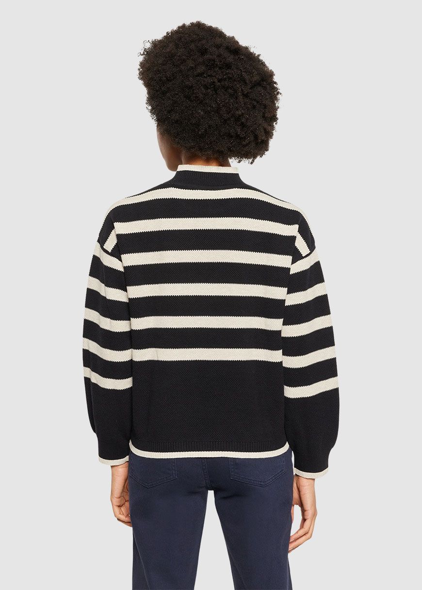 Cotton Micro Bubble Stripe Crew Neck