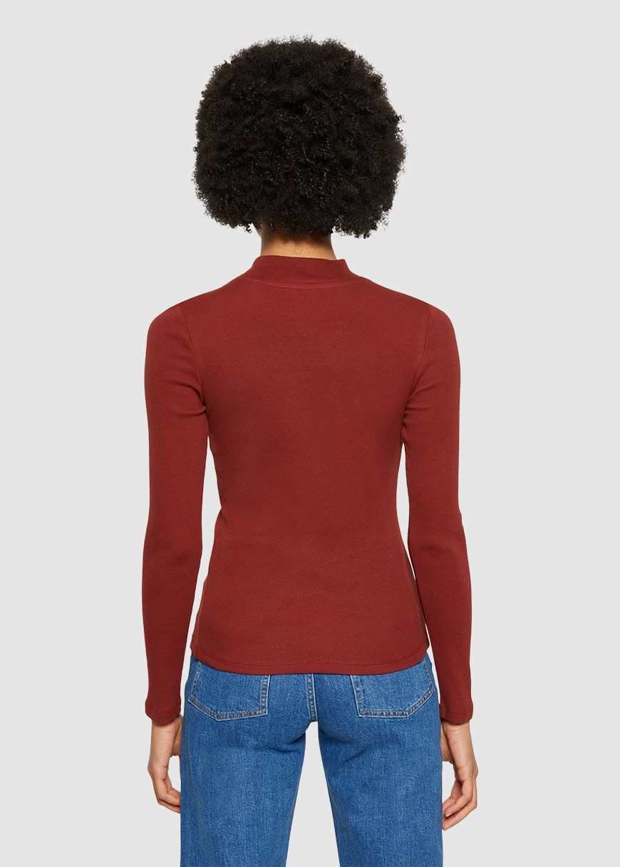 Rib High Neck Long Sleeved