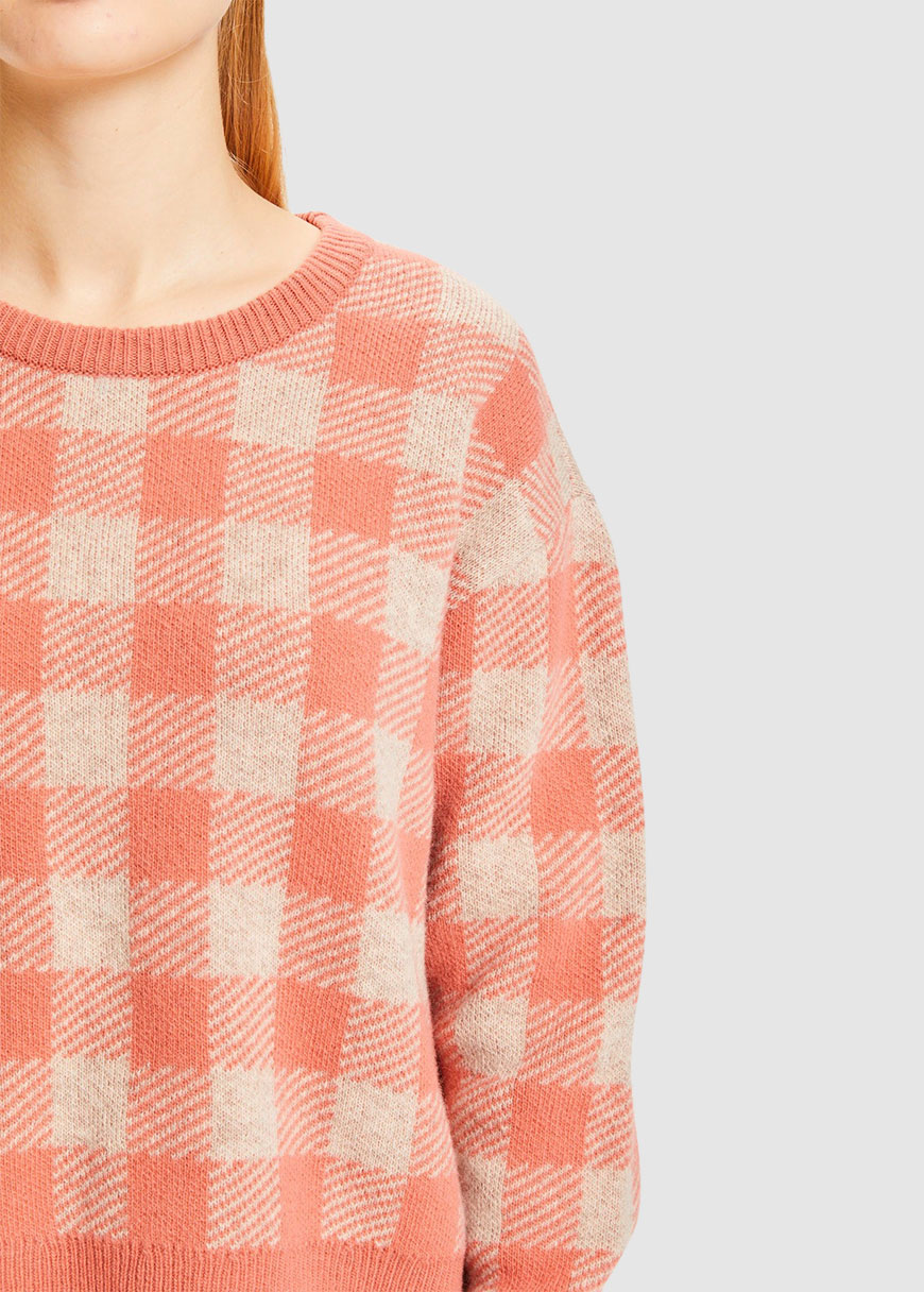 Myrthe Lambswool Pixel Check Crew Neck