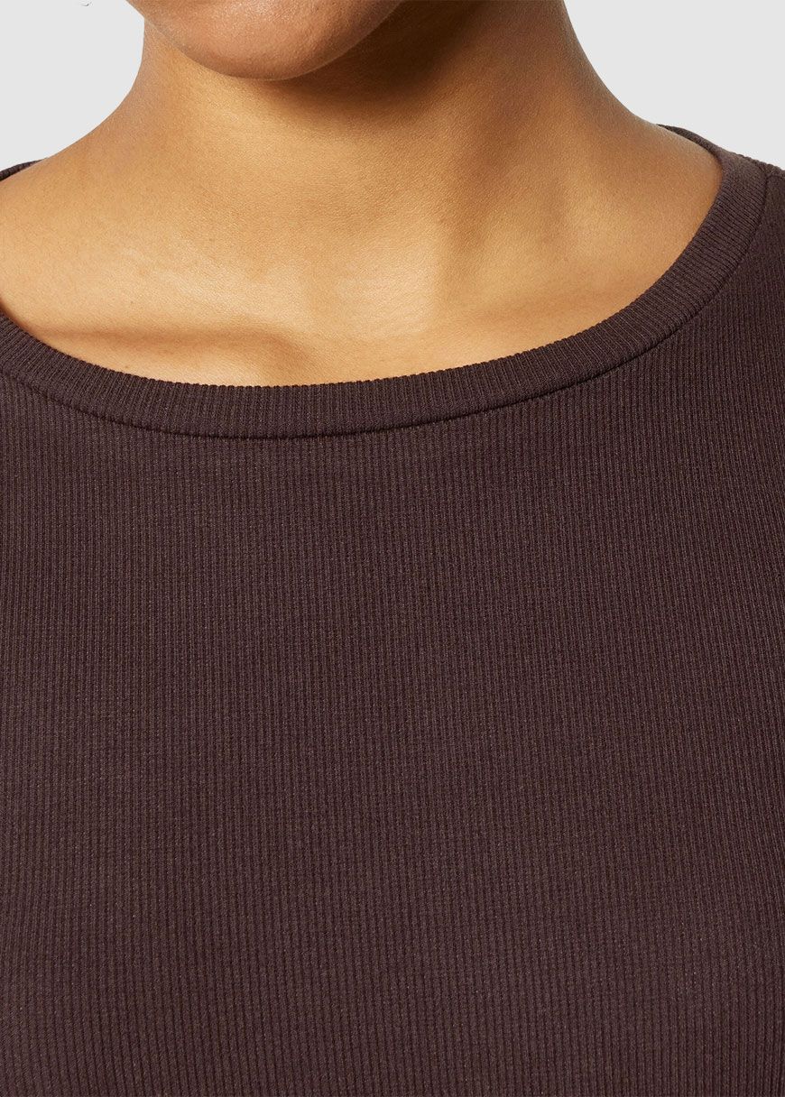 Rib Scoop Neck Long Sleeved