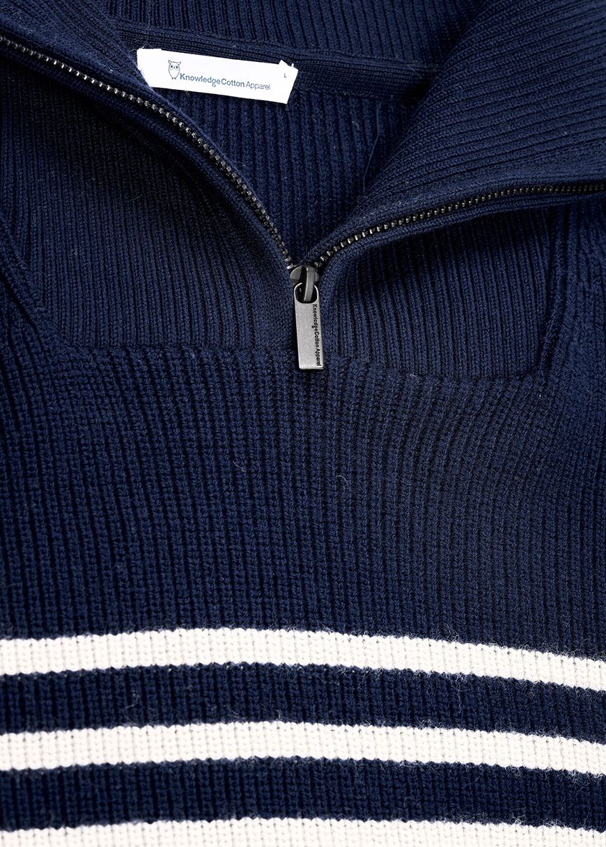 1/2 Neck Zip Merino Wool Rib Knit