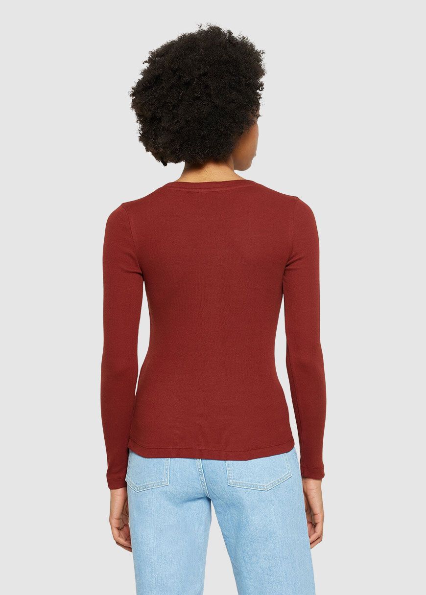 Rib Scoop Neck Long Sleeved