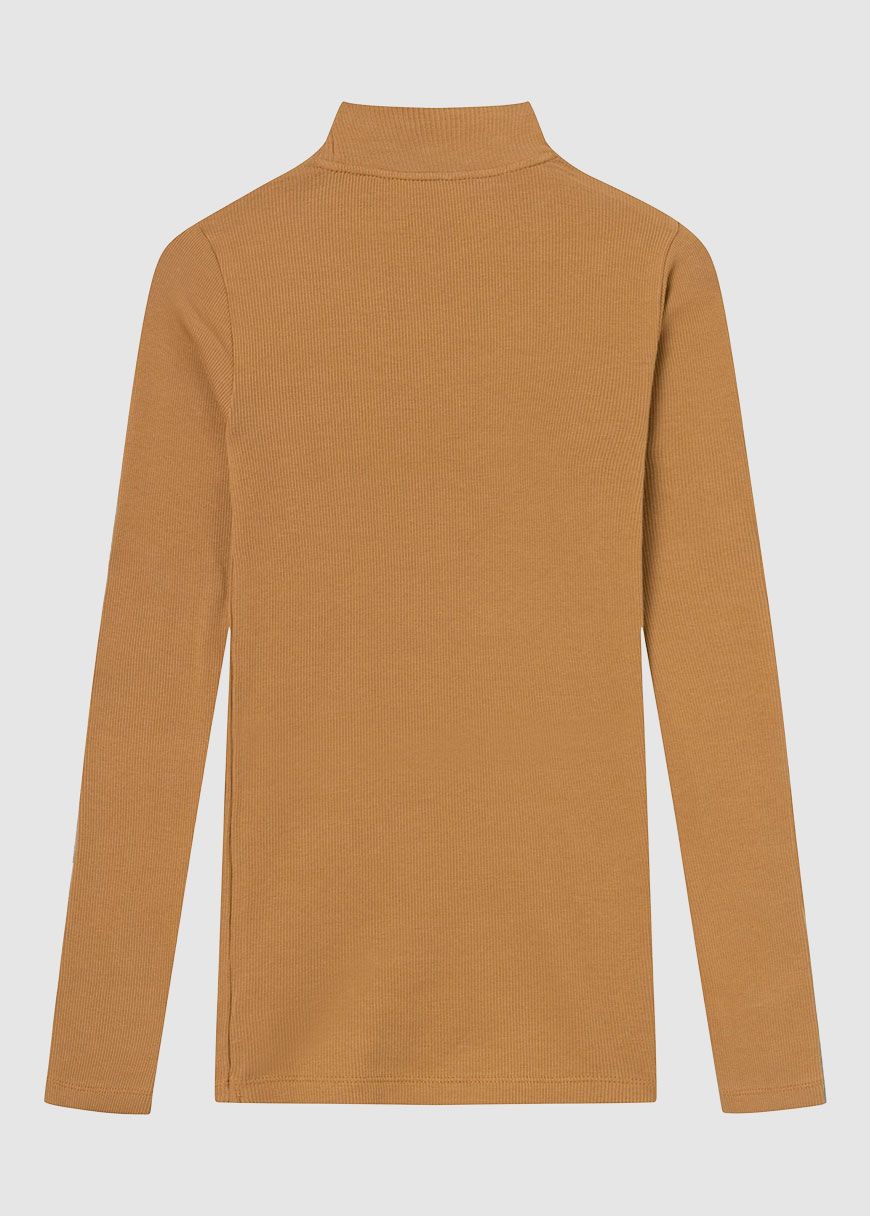 Rib High Neck Long Sleeve