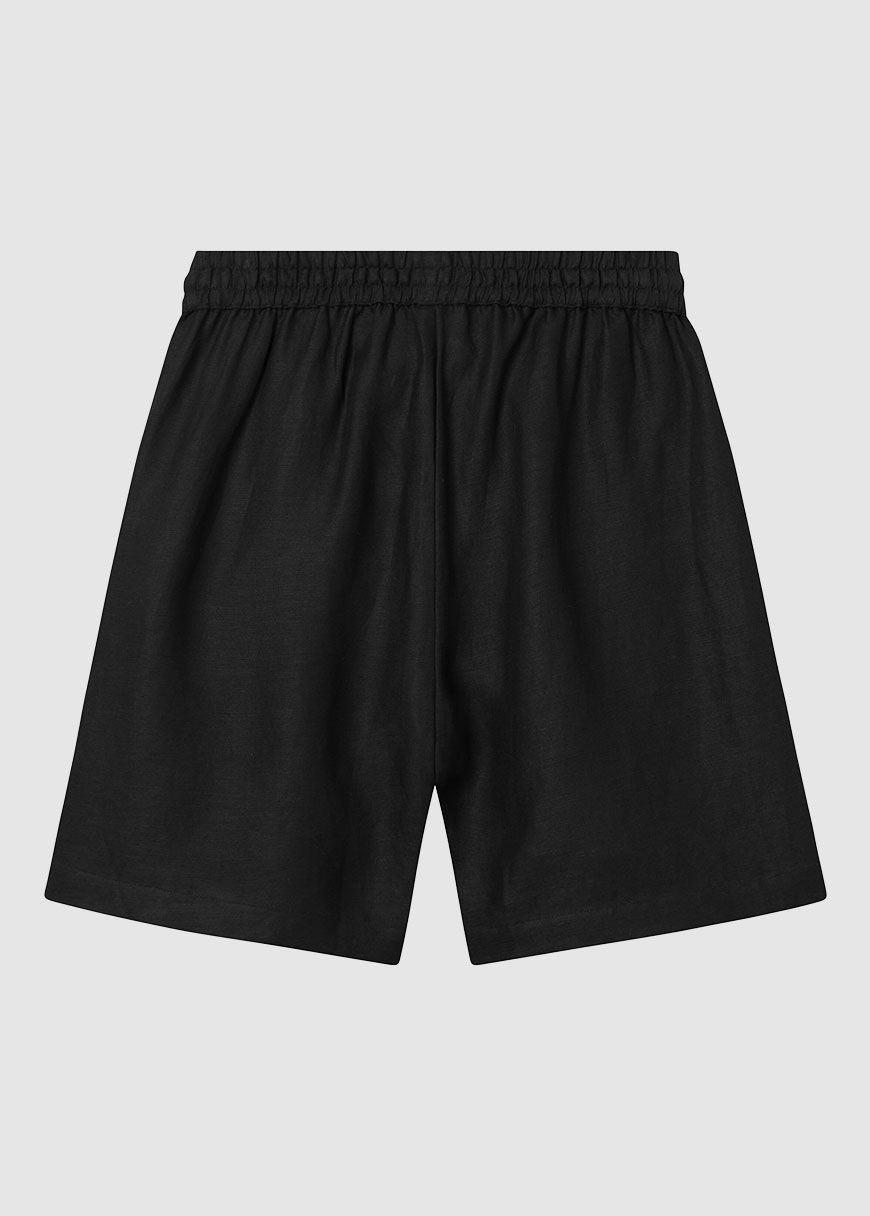 Linen Mix Elastic Waist Shorts