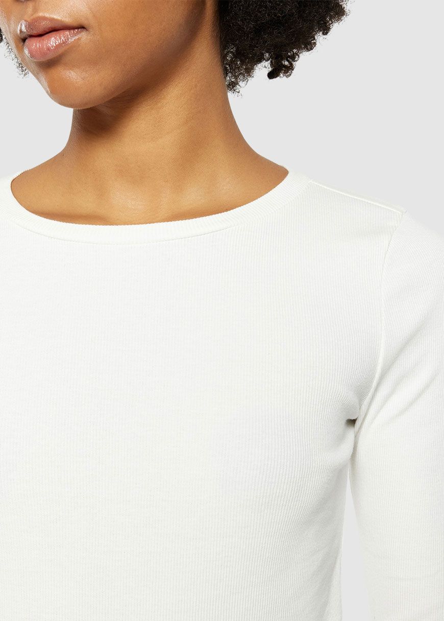 Rib Scoop Neck Long Sleeved