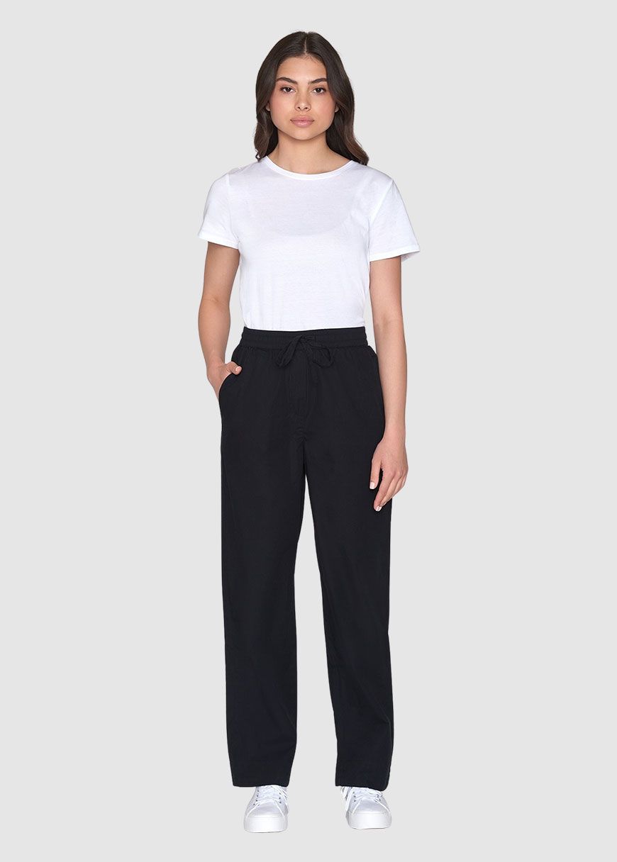 Chloe Barrel High-Rise Poplin Elastic Waistband Pants