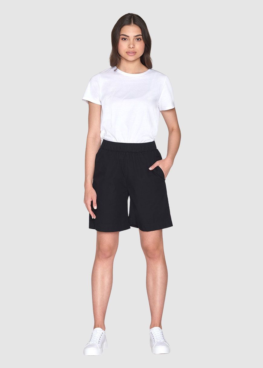 Posey Wide Mid-Rise Poplin Bermuda Shorts