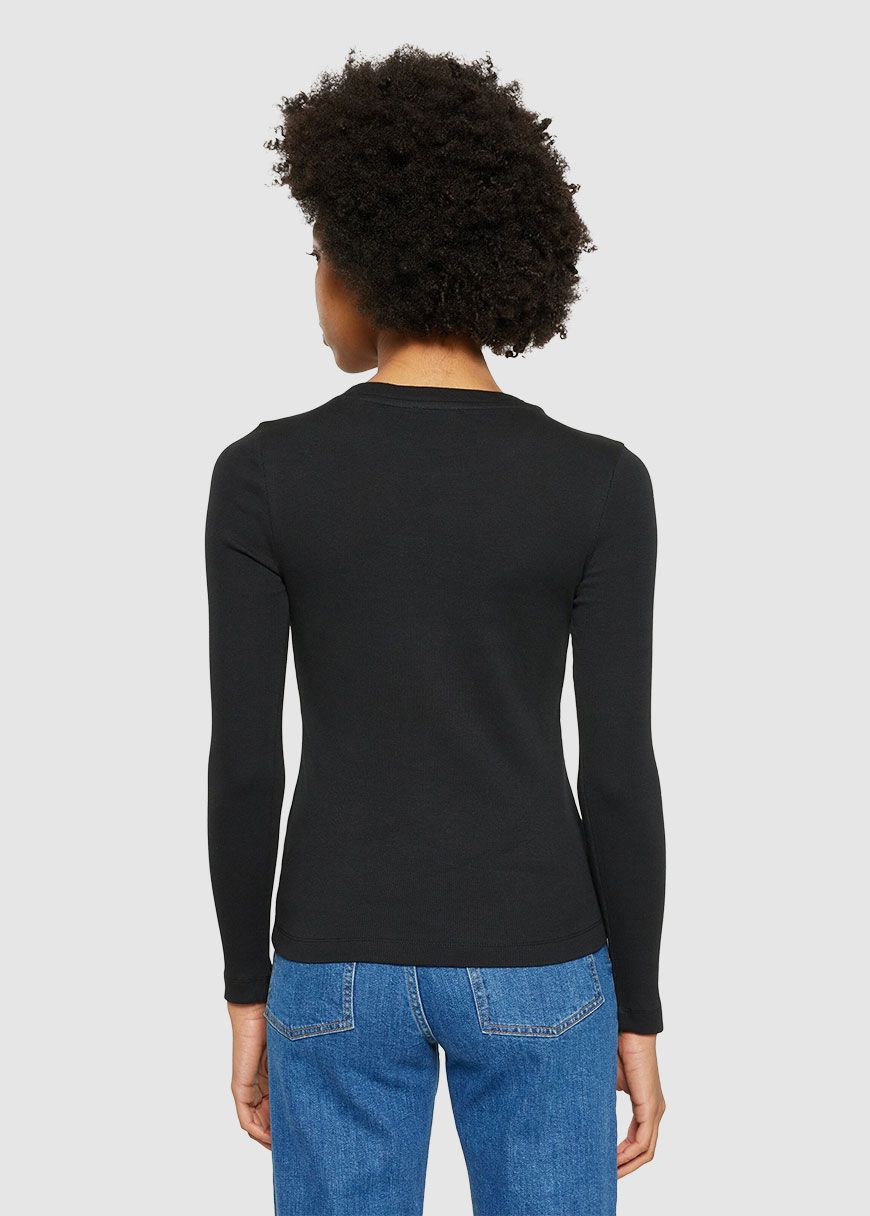 Rib Scoop Neck Long Sleeved