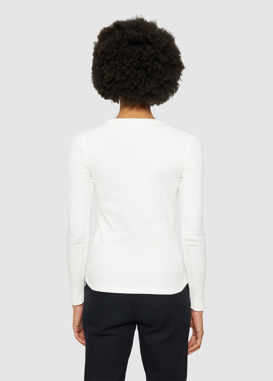 Rib Scoop Neck Long Sleeved